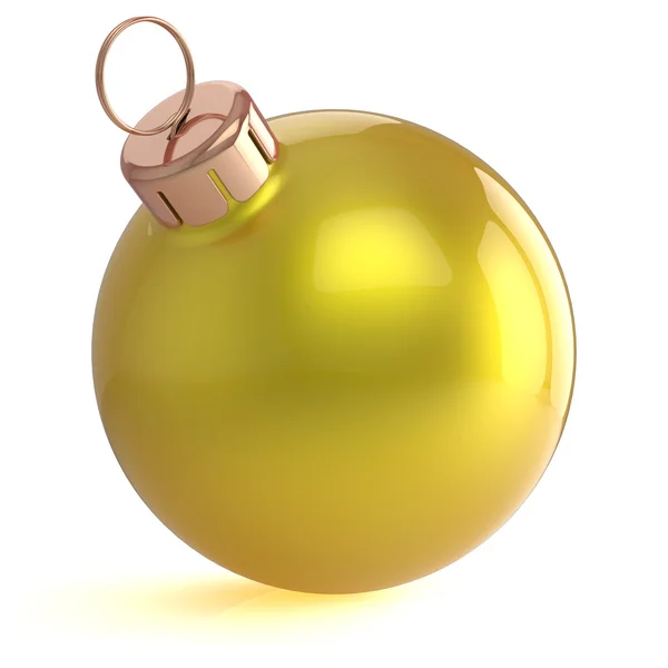 Christmas ball New Years Eve ornament decoration yellow golden — Stock Photo, Image