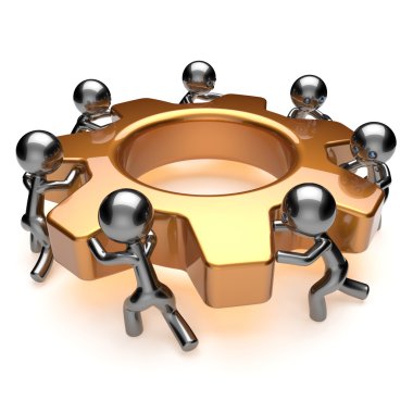 Takım çalışması iş süreci işçi birlikte dişli açma