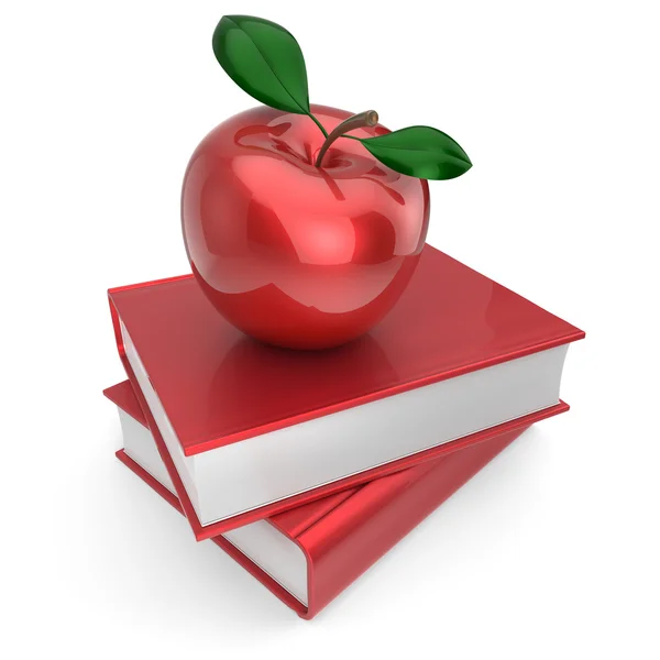 Books and apple red school book education textbook — Stock Photo, Image