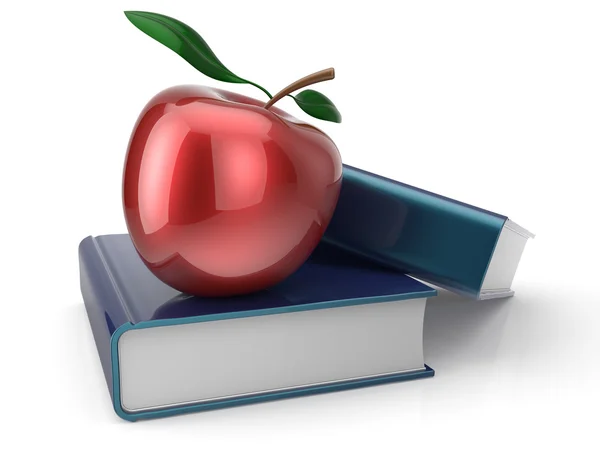 Books and red apple back to school learning — Stock Photo, Image