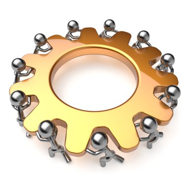 Ortaklık takım çalışması iş süreci 11 işçi birlikte dişli açma