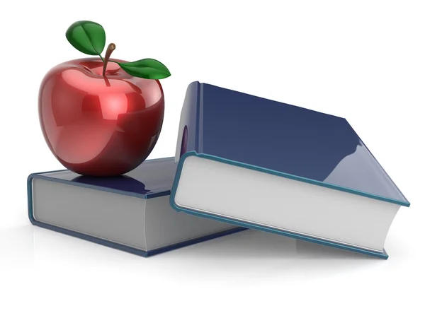 Books and red apple education learning school concept — Stock Photo, Image