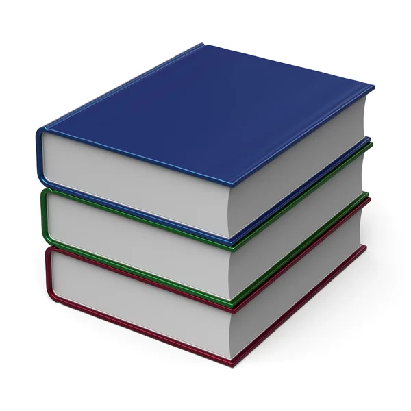 Stack of books three 3 colorful blank cover — Stock Photo, Image