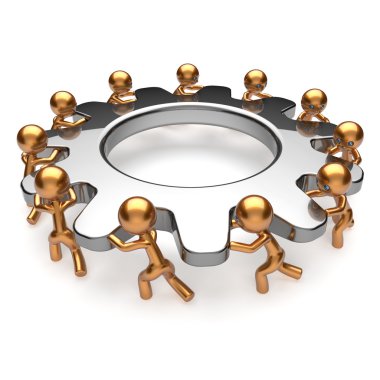 Ortaklık ekip çalışması süreci iş adamı dişli açma