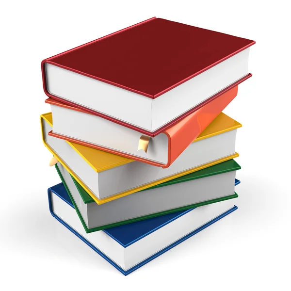 Book stack of textbooks hard covers colorful  books blank — Stock Photo, Image