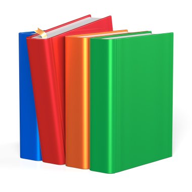 Kitap dört kırmızı boş kapakları renkli ayakta seçerek satır