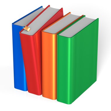 Kitap dört 4 farklı duran kırmızı boş kapakları seçerek satır
