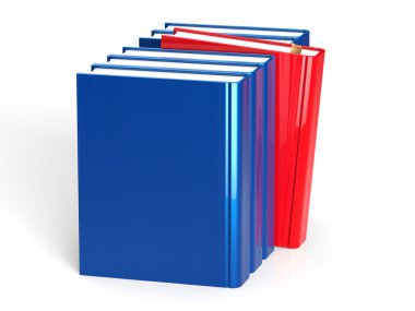 Kitap kitaplık mavi satır bir kırmızı liderlik seçme