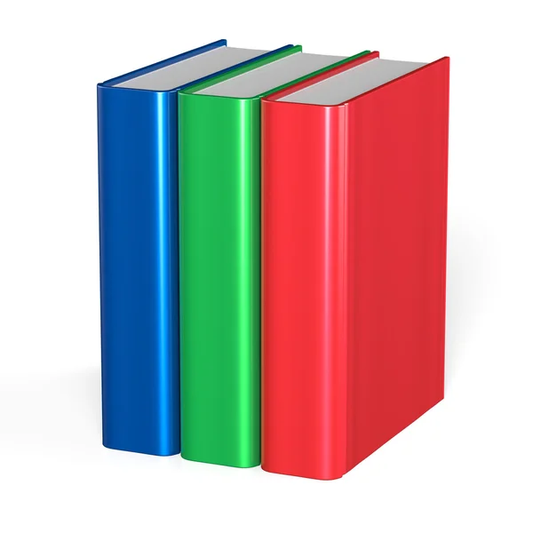 Tres libros en blanco cubierta de pie 3 libro de texto libro de trabajo — Foto de Stock