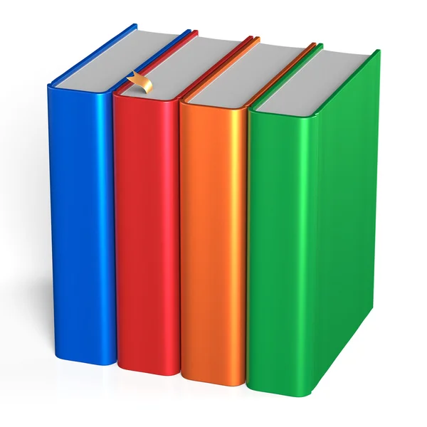 Quatro livros educacionais estudando livros didáticos estante de livros faq — Fotografia de Stock