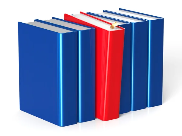Libros fila uno rojo seleccionado liderazgo libro de texto individual —  Fotos de Stock