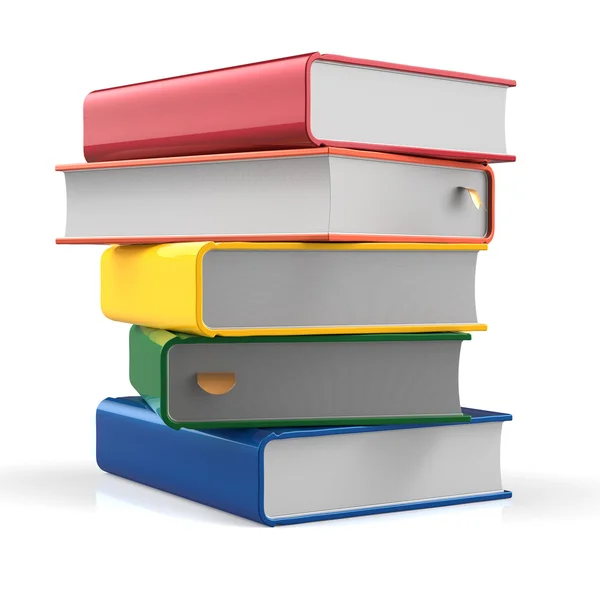 Books stack blank covers red orange yellow green blue five — Stock Photo, Image