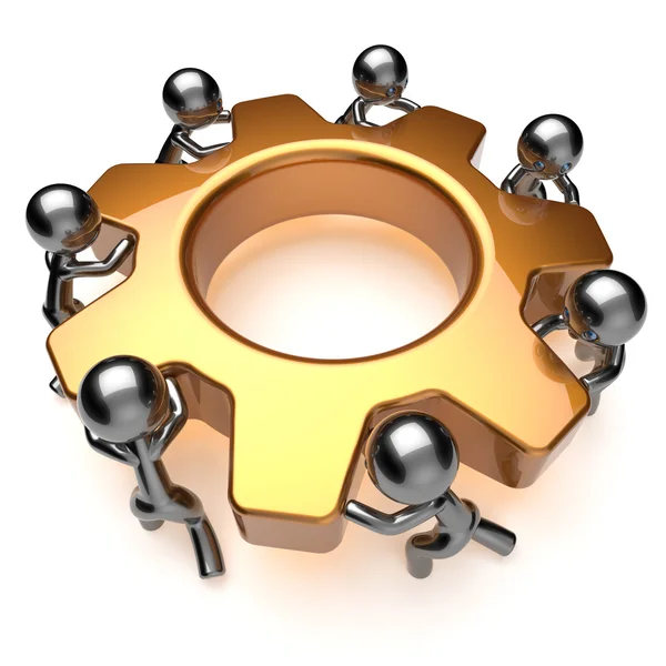 Teamwork business process gear workers partnership icon — Stock Photo, Image