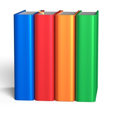 Kitaplar eğitim dört ders kitabı bookshelf renkli boş