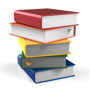 Renkli ders kitabı beş kitap boş yığın kitap kapakları