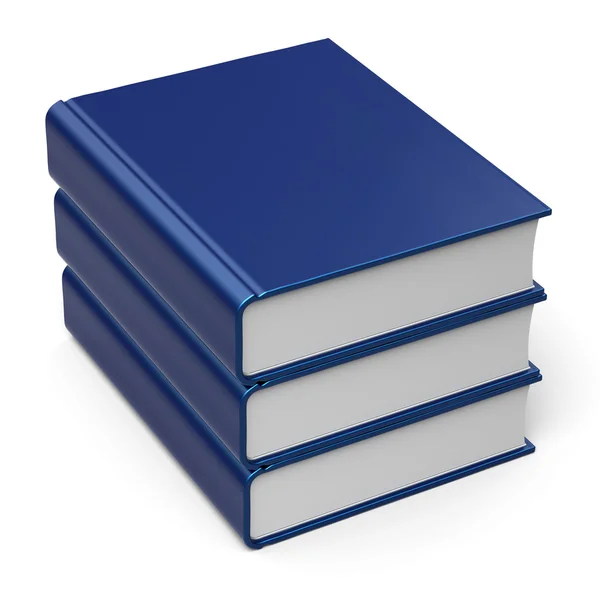 Book stack blank cover blue 3 three archive content icon — Stock Photo, Image