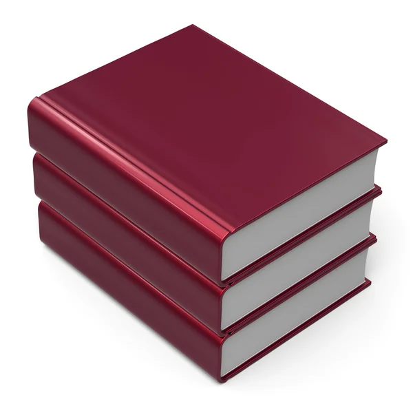 Book stack blank cover red 3 three archive content icon — Stock Photo, Image