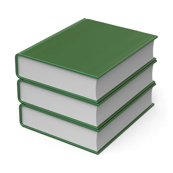 Book stack blank cover green 3 three archive content icon — Stock Photo, Image