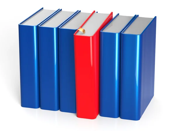 Books row one red selected choice leadership take answer — Stock Photo, Image