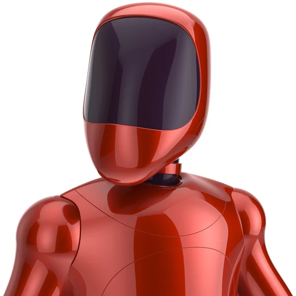 Robot rojo futurista cyborg artificial bot android avatar icono —  Fotos de Stock
