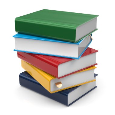 Kitap boş kitap yığınını renkli beş ders kitapları kapsar