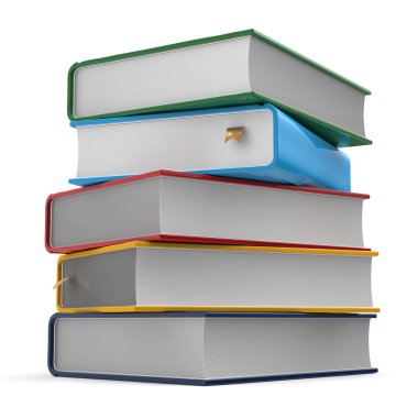 Kitap yığını renkli beş farklı şablon kapsar