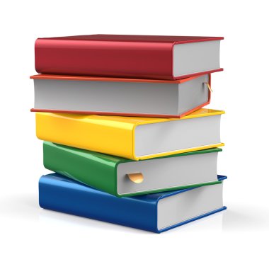 Kitap boş yığın farklı renkler beş kapsar