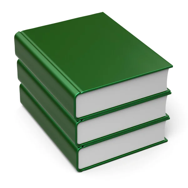 Green books stack blank cover 3 three school learning ison — Stock Photo, Image