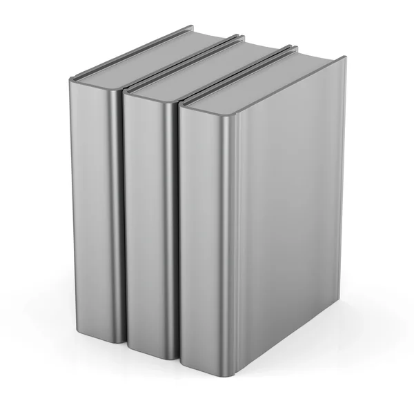 Blank books cover standing 3 three white textbook empty — Stock Photo, Image