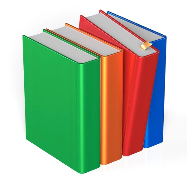 Leere Bücher Reihe vier 4 Einbände Auswahl nehmen rot bunt — Stockfoto