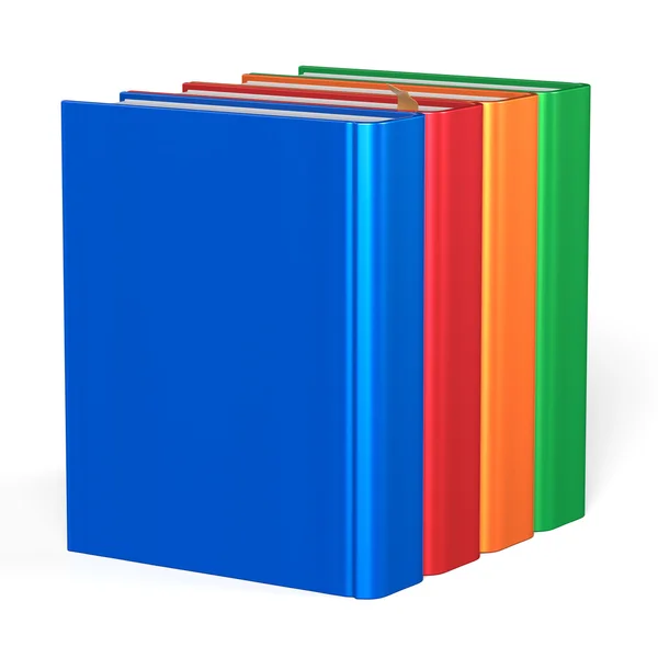 Libros en blanco cuatro libros de texto estantería educativa lectura —  Fotos de Stock