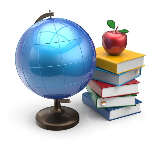 Globus Apfel Bücher leer Wissen Schule Symbol — Stockfoto