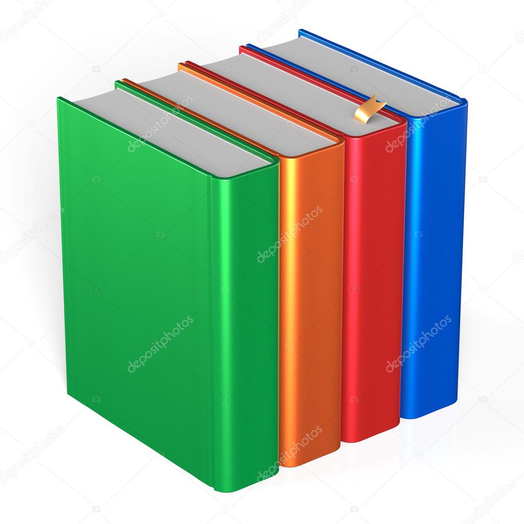 Books four blank educational textbooks bookshelf bookcase