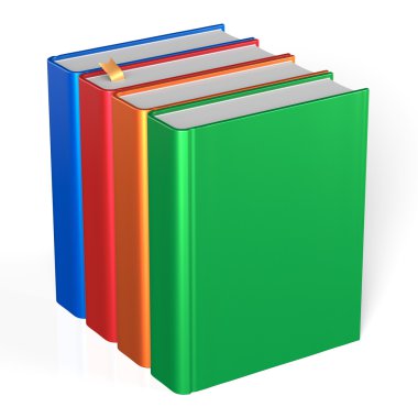 Dört kitap eğitim ders kitapları bookshelf renkli boş