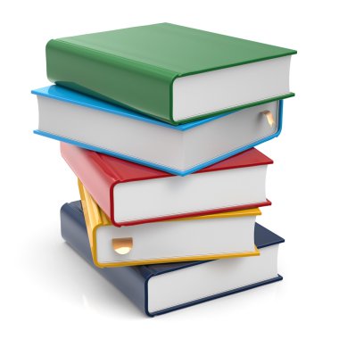 Kitap kitap yığını boş renkli ders kitapları simge kapsar