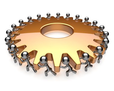 Ortaklık ekip çalışması takım iş zor bir iş erkekler dişli açma