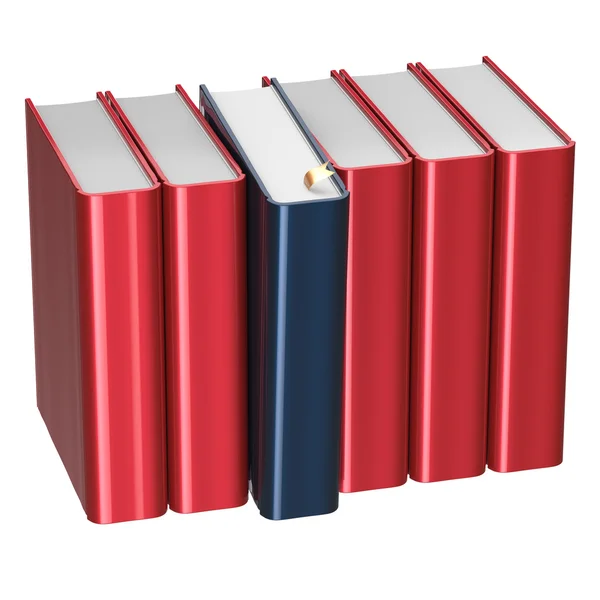 Leere rote Bücher Zeile eins ausgewählte schwarze Antwort-Symbol nehmen — Stockfoto