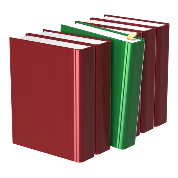 Blank red books row one green selected take answer icon — Stock Photo, Image