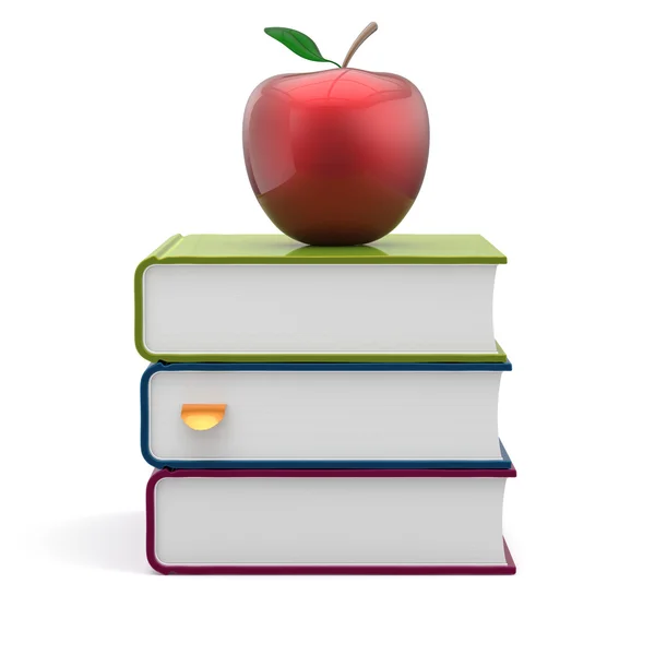 Books colorful blank stack red apple textbooks wisdom icon — Stock Photo, Image