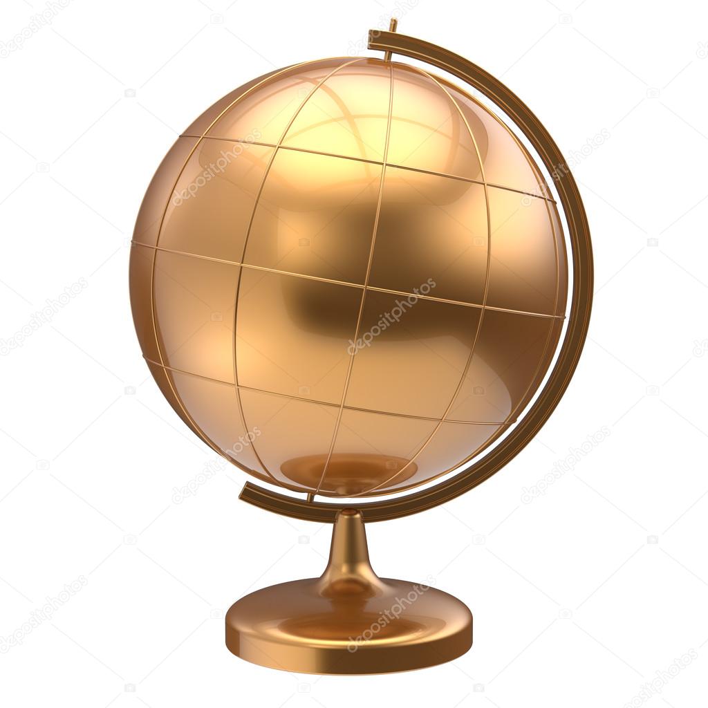 Globe blank golden planet Earth world studying icon