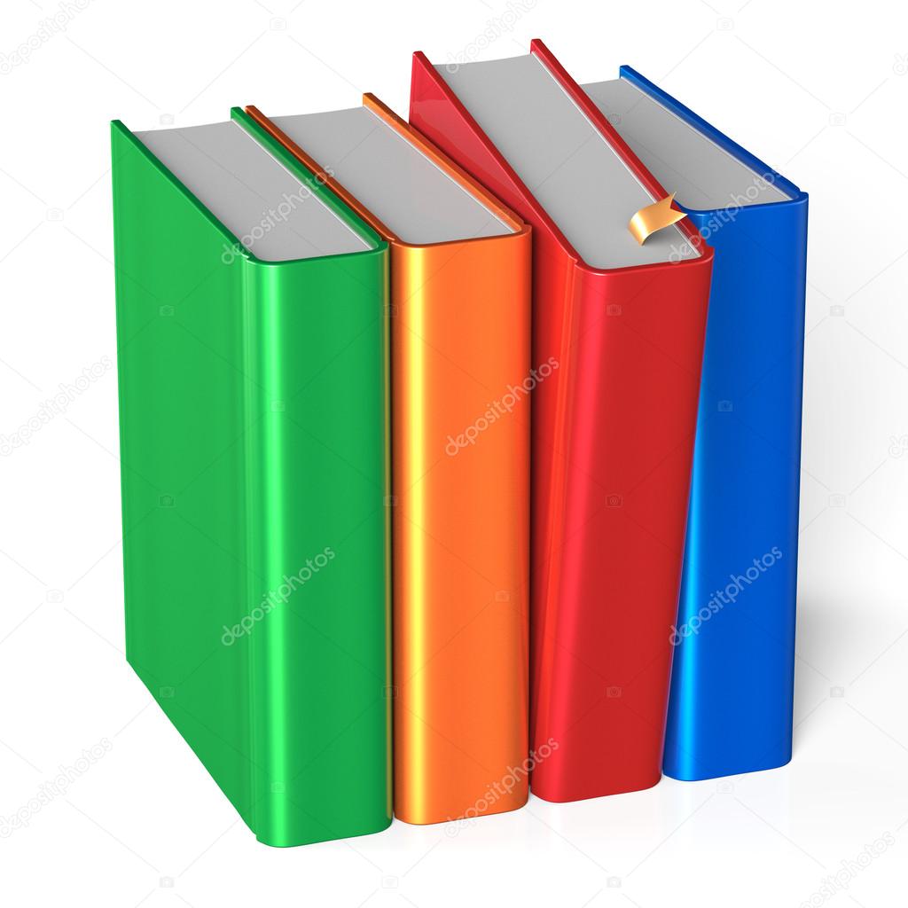 Books row four covers blank selecting red colorful textbook