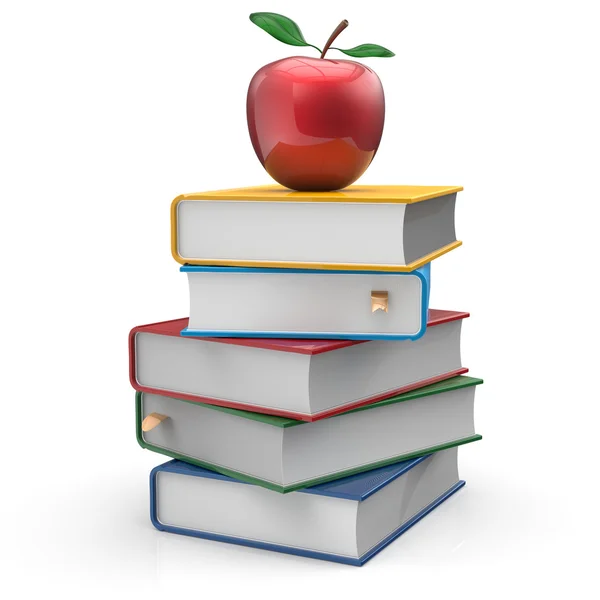 Books textbook multilocored red apple education read icon — Stock Photo, Image