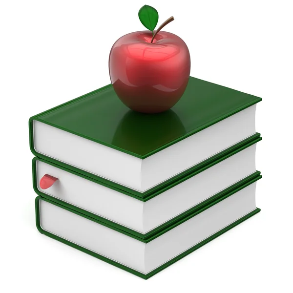 Books green blank bookmark textbooks stack apple red icon — Stock Photo, Image