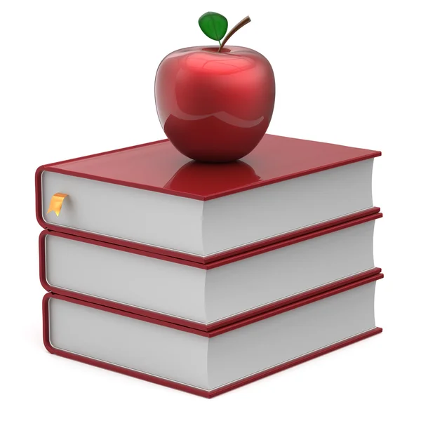 Books and apple red blank bookmark textbook studying icon — Stock Photo, Image