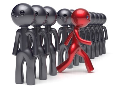 Different people character stand out from the crowd red black