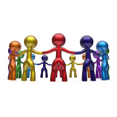 Men together circle chain social network people characters