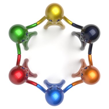 Teamwork circle social network people individual characters