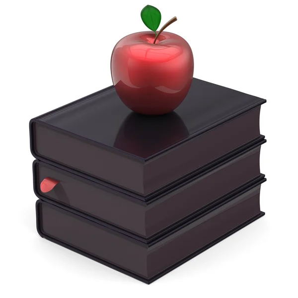 Книги всего черного и красного яблока закладки учебник стек — стоковое фото