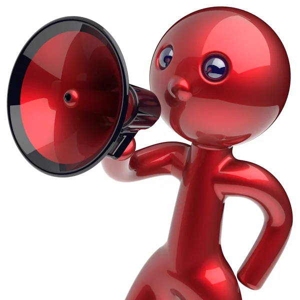 Man speaking megaphone news announcement character — Stok fotoğraf