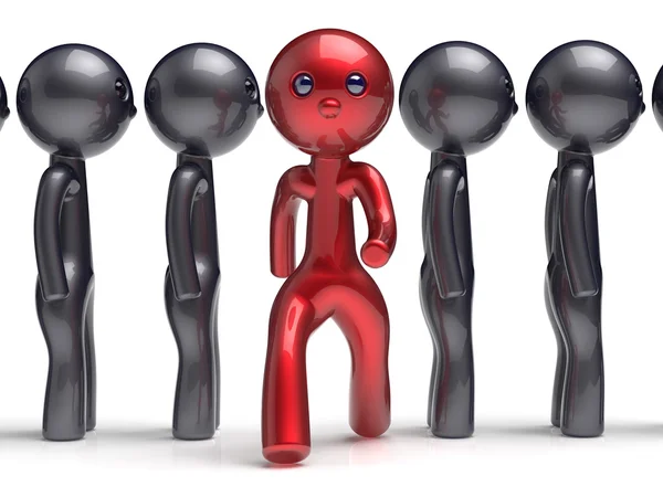 Stand out from the crowd character different people red black — Stock Photo, Image